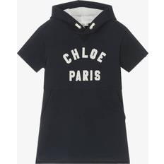 Organic Dresses Chloe Chloé Girls Cotton Hooded Dress - Navy Blue