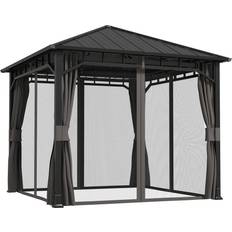Metal Pavilions Dakota Fields Metal Hardtop Gazebo 10 Ft W x 10 Ft Black 300cm W x 300cm D