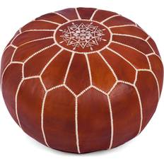 White Poufs Ophelia & Co Winnifred 50cm Wide Round No Pattern Ottoman Pouffe