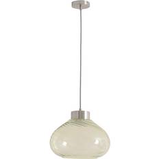 Metro Lane Corinne Twill Clear Glass Brushed Gold Capped Ceiling Light with Bulb - Green Pendant Lamp