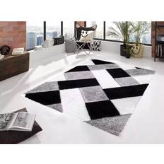 Ivy Bronx 3D Shaggy Rugs Modern Geometric Design Large Area Rugs 160 x 230 cm Black, White