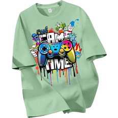 Shein Tween Boys Casual Short Sleeve Round Neck TShirt With Gamepad Design Suitable For Summer