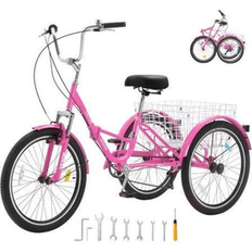 Tricycle Bikes VEVOR Folding Adult Tricycle 26-Inch 7-Speed Carbon Steel