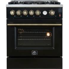 Gas Ranges Forno Giovanni 30-Inch Gas Range with 5 Burners and 4.32 Cu.Ft FFSGS6274-30BLK Black, Stainless Steel, White