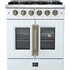 Ranges Forno Galiano 30-Inch French Door Gas Range with 5 Burners and 4.32 Cu.Ft Convection Oven FFSGS6444-30WHT Black, Stainless Steel, White