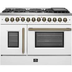 Gas Ranges Forno Galiano 48-Inch French Door Dual Fuel Range FFSGS6356-48WHT Black, Stainless Steel, White
