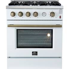 Ranges Forno Marco 30-Inch Gas Range with 4 Burners and 4.32 Cu.Ft Convection Oven FFSGS6277-30WHT Black, Stainless Steel, White