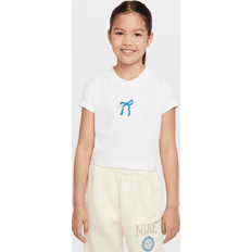 Nike Elastan T-shirts Nike Girls' Sportswear Bow T-Shirt Junior - White
