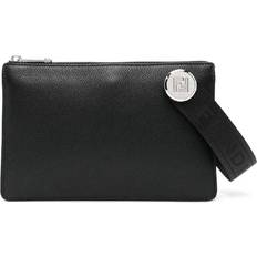 Black - Men Clutches Fendi Engraved Logo Rivet Chiodo Clutch - Black
