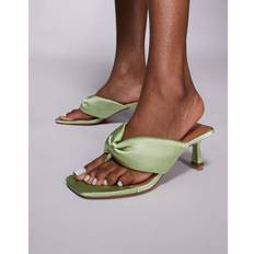 Green - Women Heeled Sandals River Island Womens Toe Thong Heeled Sandals - Green