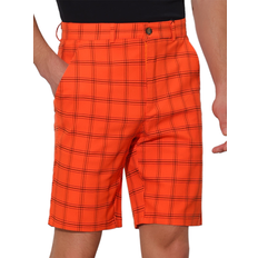 Unique Bargains Men's Plaid Shorts - Orange