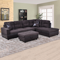 Sofas Hommoo Sectional Couch L Shaped Dark Brown Sofa