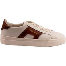 Santoni Sneakers Double Buckle - White/Brown