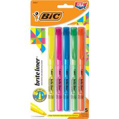 Bic 5PK Brite Liner Highlighter Chisel Tip Fluorescent 5 per Set