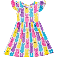 Shein Sweet Girls Stretchy Bunny Graphic Flutter Trim Sleeveless Dress Summer Easter Gift