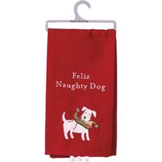 Red Kitchen Towels Primitives by Kathy Naughty Dog Dish Red Kitchen Towel Red