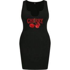 Shein Casual Simple Cherry Pattern Plus Bodycon Sleeveless Dress For Women