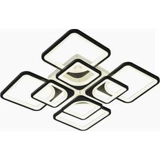Blue Elephant Flausch 8-Light Modern Dimmable LED Mount with Remote, Rectangle Acrylic Chandelier - White (11.9 cm H x 60 cm W x 60 cm D) Ceiling Flush Light 60cm