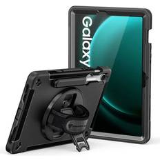 Armor-X Rainproof Military Grade Rugged Case With Hand Strap And Kick-stand Samsung Galaxy Tab S9 Fe Svart