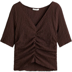 H&M Textured Draped Top - Dark Brown
