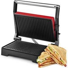 Kontaktgrill und XXL Sandwichtoaster für alle Toastgrößen geeignet, Steak und Panini Grill, antihaftbeschichtet Sandwichmaker, Elektrogrill leicht zu reinigen, isolierte Handgriffe, 1000W,PR1000