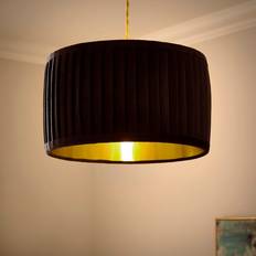Dunelm Sawyer Pleated Velvet Drum Lamp - Black Shade ∅ 32cm