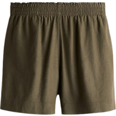 H&M Linen Blend Shorts - Dark Khaki Green