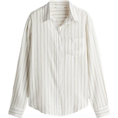 Stripes Shirts H&M Linen Blend Shirt - White/Beige Striped