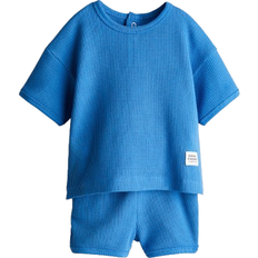 H&M Waffled Jersey Set 2-piece - Bright Blue (1268797003)
