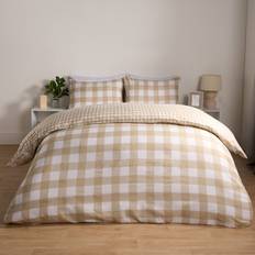 OHS Reversible Gingham Bedding Set - Duvet Cover Natural (230x220cm)