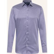 Eterna Slim Fit Performance Shirt - Dark Blue Printed