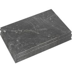 Argon Tableware Stone Marble Rectangle Placemat 40cm x 30cm Pack of 6 Place Mat Black