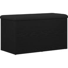 vidaXL Sort Egetræ MDF Polyester 80 x 40 x 45 cm Opbevaringsbænk 80x45cm