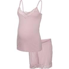 L Nattøj Mamalicious Strappy Jersey Ammepyjamas Shorts Set - Lysviolet