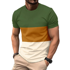 Shein Mens Summer Color Block TShirt Breathable Comfortable Casual Sports Fitness Beach Holiday Round Neck Short Sleeve Tee