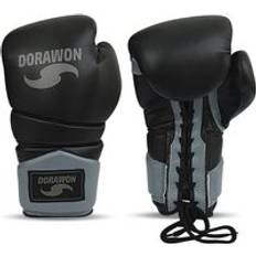 Kampfsport Boxhandschuhe Thaï Competition Leder mit Schnürsenkeln Dorawon Noir