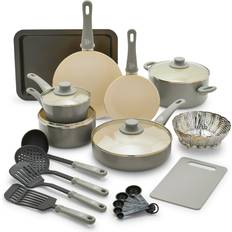 GreenLife Grip Absolutely Toxin-Free Cookware Set with lid 18 Parts