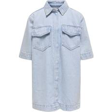 Viskos Klänningar Barnkläder Only Kogsophie S/S Oversize DNM Dress - Blue Denim