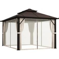 OutSunny 3 x 4m Hardtop Gazebo Canopy with UPF30+ Double Polycarbonate Roof