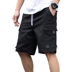 Shein Mens Solid Color Cargo Shorts With Pockets And Drawstring Casual Fit Casual Style
