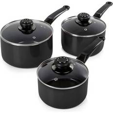 Swan Townhouse 3 Piece Saucepan Black A Cookware Set with lid