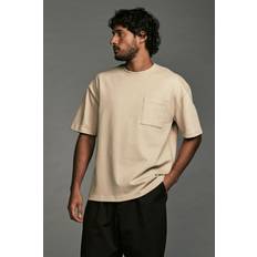 NEXT Herre T-shirts NEXT Relaxed Fit Supersoft Heavyweight Pocket T-Shirt - Beige/Stone