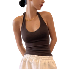 Shein Damen Sommerfeste Farbe Slim Fit Halter Neck Tank Top