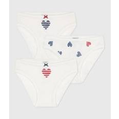 Unterhosen Petit Bateau 3er-Set Kinder-Slips aus Baumwolle mit Herz-Motiv - Weiß