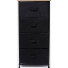 OHS Brooklyn 4 Drawer Fabric Black Storage Cabinet 45x94cm