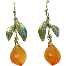 Shein 1pair Retro & Artistic Forest Style Orange Glass Earrings For Women, Suitable For Daily Wear And Holidays