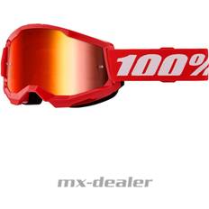 100% Strata 2 Essential Chrome Motocross Goggles - White/Red