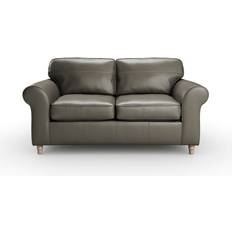Dunelm Flori Classic Leather Grey Sofa 176cm 2 Seater
