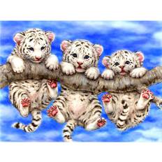 White Diamond Paintings Fiyo DIY Diamond Embroidery White Tiger Animal 20 x 30 cm
