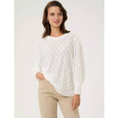 Natural - Women Blouses Kaffe Tio Long Sleeve Lace Top - Off White